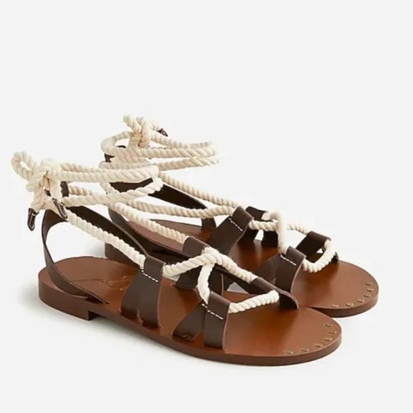 J. Crew Rope lace-up sandals in leather 9